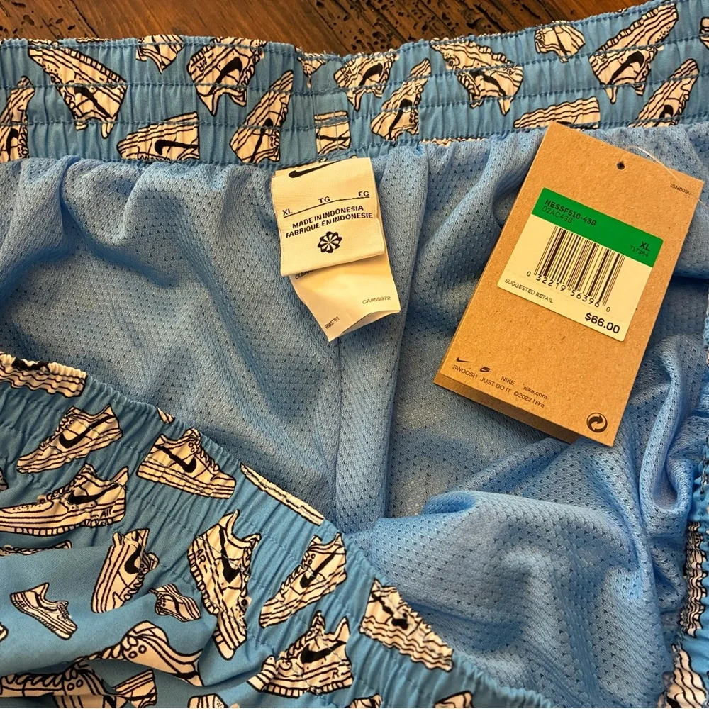 NWT Nike Volley Swim Blue Shorts with Sneaker Print - Picture 3 of 3